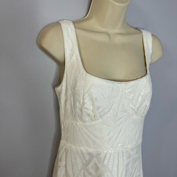 Lulu's Know Your Worth White Sequin Square Neck Mini Dress - Picture 8 of 14